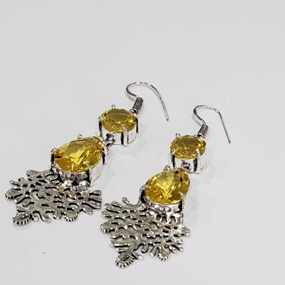 Beautiful Handmade Citrine Gemstone 925 Drop Dangle Earrings - Picture 4 of 11